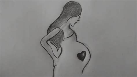 How To Draw A Pregnant Women Pregnant Mom Pencil Sketch Easy