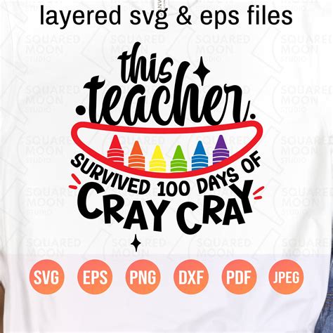 100 Days Of School Svg Png This Teacher Survived 100 Days Of Etsy