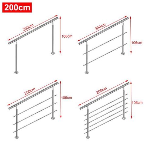 Aufun Main Courante En Acier Inoxydable Cm Rampe D Escalier Pour