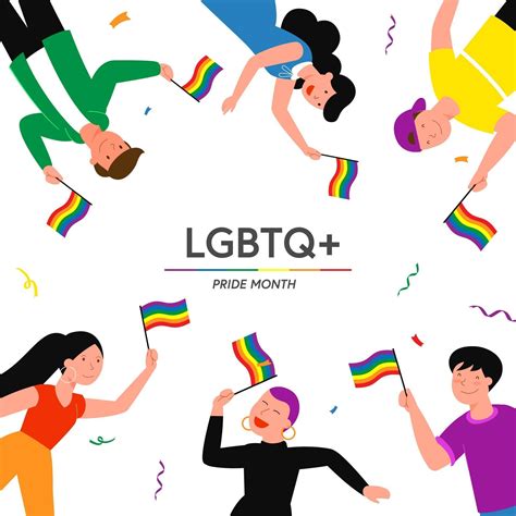 LGBT Pride Month Concept Vector Illustration Cartoon Flat Lesbian Gay