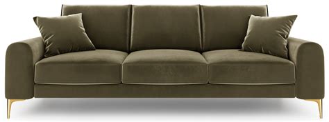 Sofa 3 os welurowa na złotych nogach zielona 222x102 cm MIC 3S 51 B1