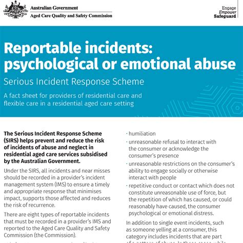 SIRS reportable incidents – Psychological or emotional abuse | Aged