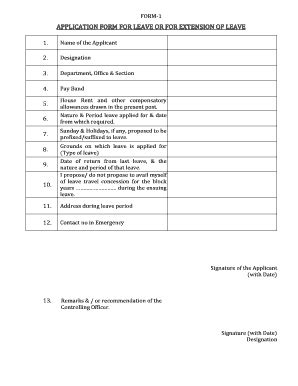 Fillable Online Application Form For Leave Or For Extension Of Leave