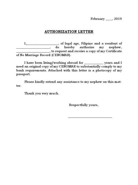 Authorization Letter Sample Docx