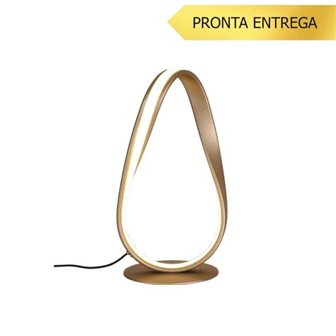 Luminária Abajur Flow Ø18x38cm Dourado 12w Led 3000k Bella Iluminação