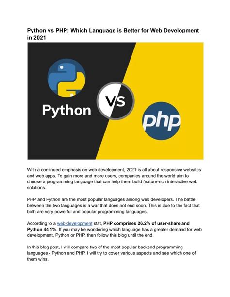 Ppt Python Vs Php Which Language Is Better For Web Development In