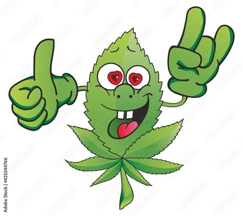 Hemp Leaf. Cute funny Weed marijuana leaf. Cartoon mascot character ...