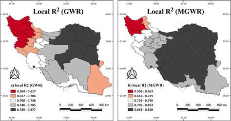 The Geographic Distribution Of The Local R 2 Of The GWR And MGWR The