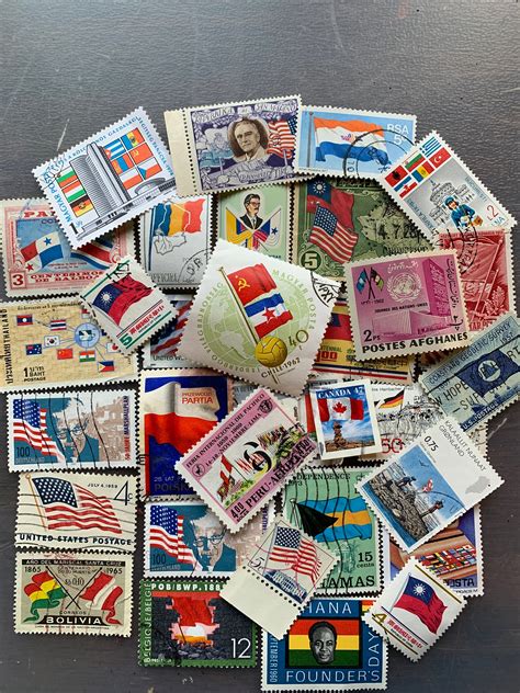 Flags On Stamps 20 Stamps Per Packet Etsy