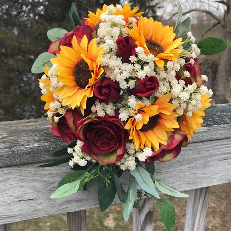 Sunflower Bouquet Bridal Bouquet With Sunflowers And Roses Bridesmaid