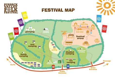 PVFF16 Map Illustration Outlines Purbeck Valley Folk Festival