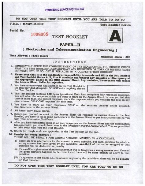 Upsc Ies Prelims Question Paper For Electronics And