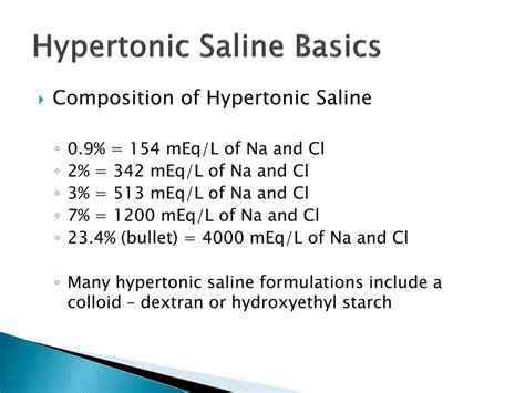 PPT - Hypertonic Saline – A Review of the Advantages and Disadvantages ...