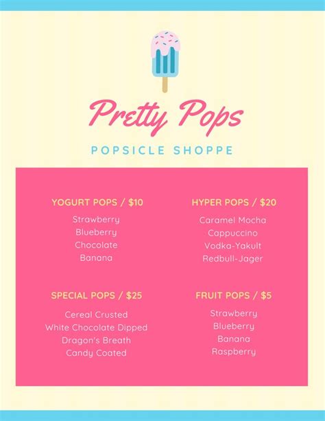 Free Printable Customizable Ice Cream Menu Templates Canva