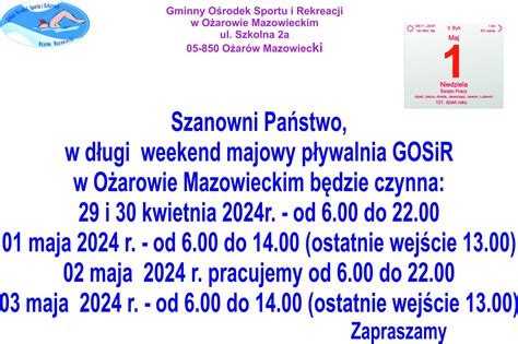 Długi weekend majowy 2024 r Gminny Ośrodek Sportu i Rekreacji w