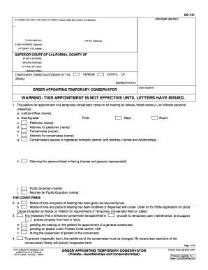 Fillable Online Alpine Courts Ca Gc Order Appointing Temporary