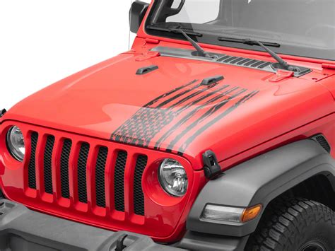 Sec10 Jeep Wrangler Half Hood Flag Decal Gloss Black J189290 18 24