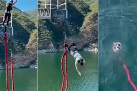 Salta Hac A Bungee Jumping Se Cort La Soga Y Cay A Un Dique Desde