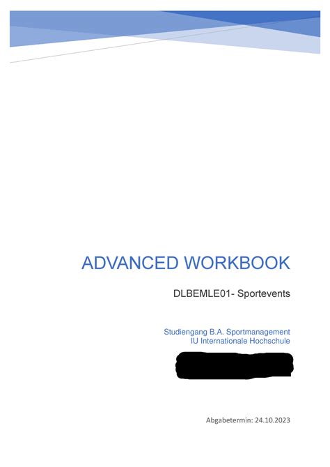 Workbook Aufgaben Wintersemester Advanced Workbook Dlbemle