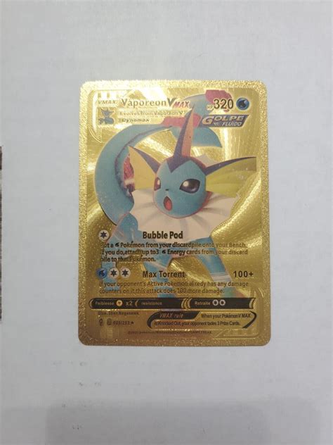 Mavin Vaporeon Vmax Gold Foil Fan Art Pokemon Card Display Card