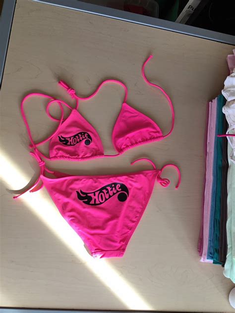 Hottie Hot Pink String Bikini Top And Bottom Size Mm Printed Etsy