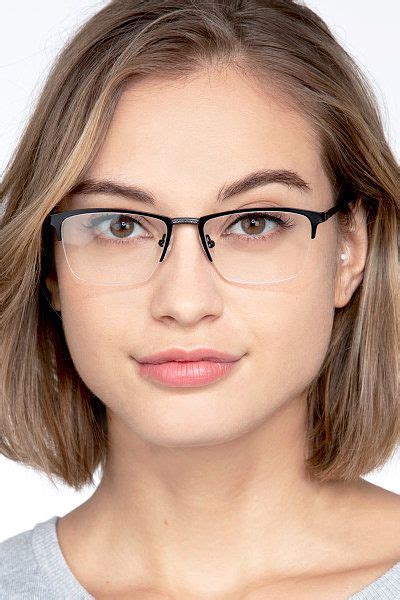 Osmosis Rectangle Black Semi Rimless Eyeglasses Eyebuydirect Eyebuydirect Fitness Fashion