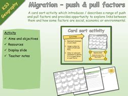 KS3 Geography - Activity - Migration - Push and pull factors | Teaching ...