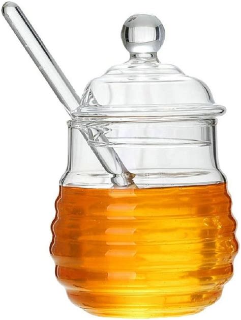 Hunnibi Honey Dispenser No Drip Glass Maple Syrup Dispenser Glass