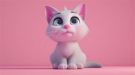 Premium Photo A Vibrant 3d Cartoon Cat Full Of Personality Against A Gentle Pink Backdrop