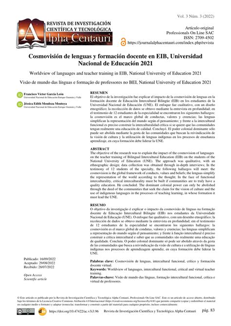 Pdf Cosmovisi N De Lenguas Y Formaci N Docente En Eib Universidad