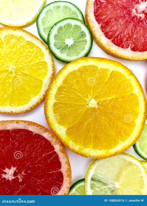 Citrus Fruit Slices On A White Background Stock Photo Image Of Market