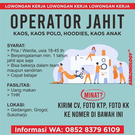 Lowongan Kerja April Operator Jahit Sablonology Di Solo Info