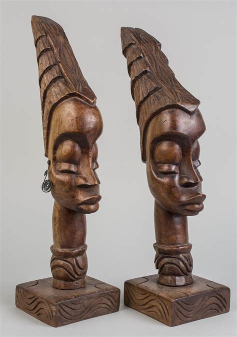 Sold At Auction Pair Of African Carved Wood Heads