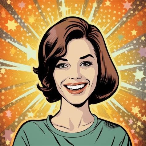 Premium Ai Image Smiling Megan In Retro Comics And Pop Art Style With