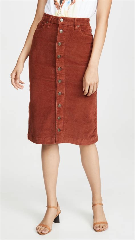 Lee Vintage Modern High Rise Midi Corduroy Skirt Corduroy Skirt