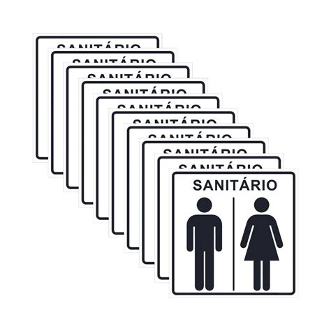 Kit 10 Placas De Sinalização Banheiro Sanitário Unissex Homem Mulher