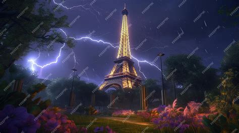 Premium AI Image | A lightning storm in paris