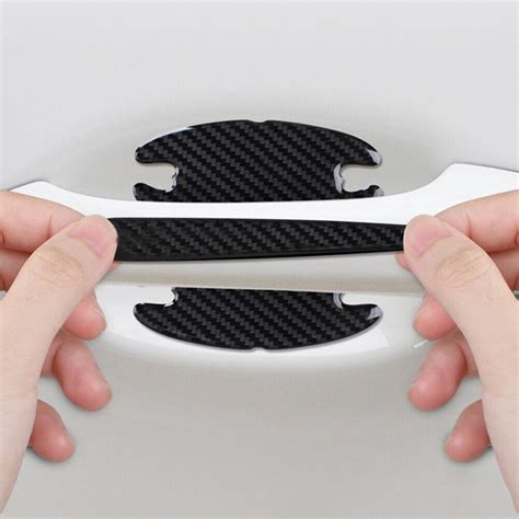 Pcs Car Door Handle Protector Carbon Fiber Anti Scratch Grip Recesses