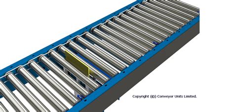 Painted Steel Motorised Roller Conveyor Electric Vertical Blade Stop