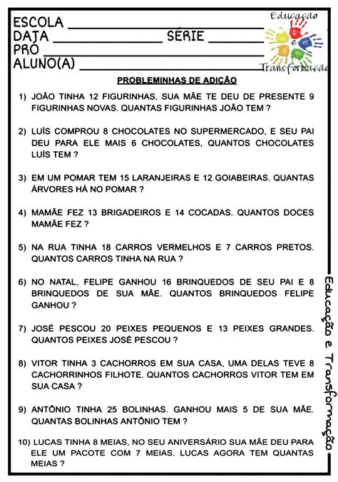 Problemas Envolvendo Adição E Subtração 5 Ano