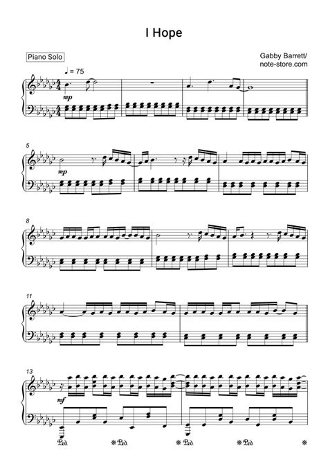 Gabby Barrett I Hope Piano Sheet Music In Note Piano Solo Sku Pso0012780 Sheet