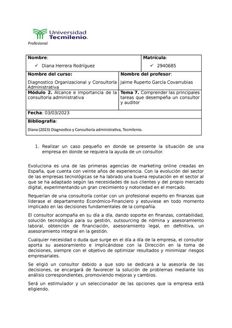 Act Consultoria Administrativa Profesional Nombre Diana Herrera