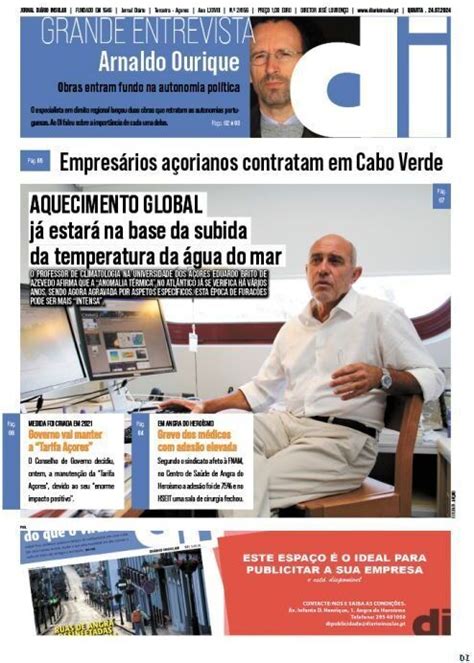 Capa Diário Insular 24 julho 2024 capasjornais pt