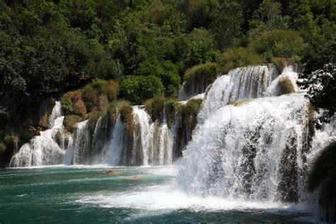 Sch Ner Wasserfall Im Nationalpark Krka In Kroatien Stock Bild