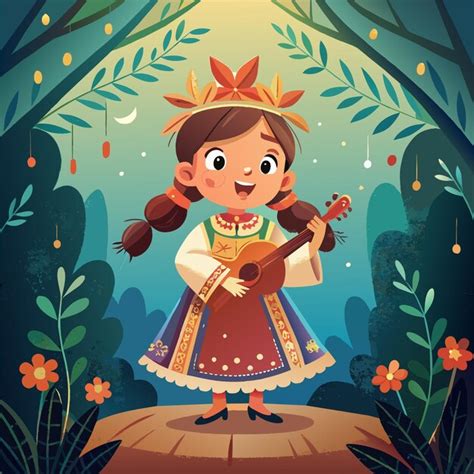 Une Illustration De Dessin Anim D Une Fille Jouant Du Violon Avec Un