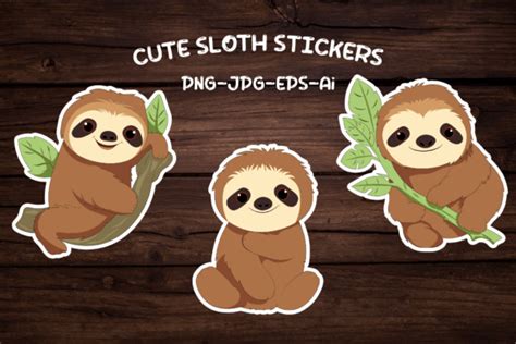 Cute Sloth Cartoon Stickers Graphic By Alexi Store Creative Fabrica