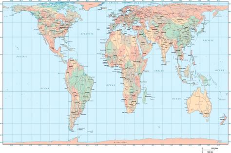 Gall–Peters projection map of the world | World map, Map, Projection ...