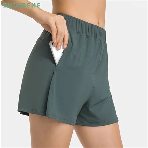 Shinbene Summer Casual High Waist Gym Sport Shorts Women Lightweight