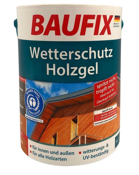 BAUFIX Wetterschutz Holzgel Holzlasur Teak 5 Liter Top Price Shop