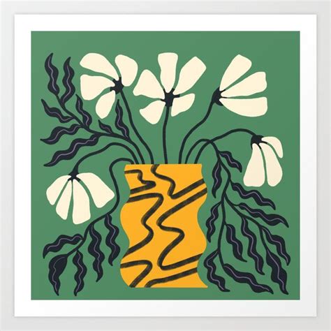 Droopy 80s Flower Vase (green) Art Print | Green art print, Wall art ...